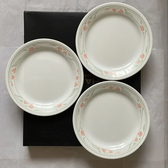 Bundle of Corelle Peach Garland inch Salad, Bread Plates Vintage Made  in USA